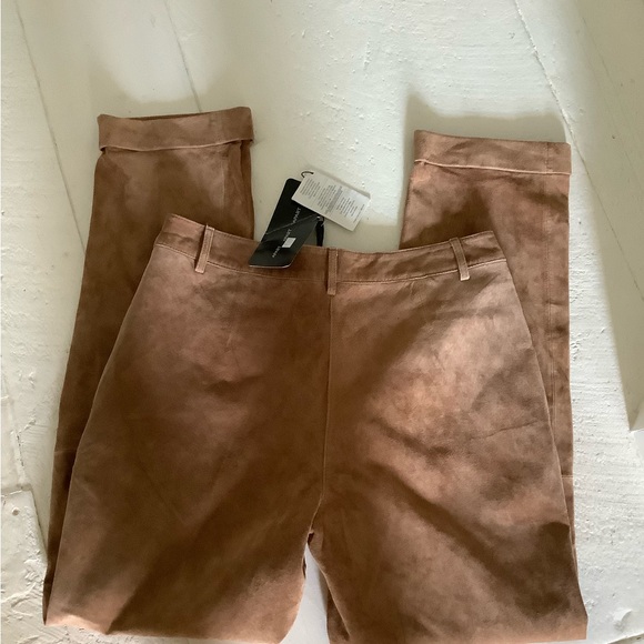 New Apart suede leather pleated pants size 6 cuffed - Picture 3 of 6